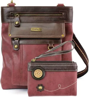 CHALA GEMINI Crossbody Faux Leather Gift Messenger Bag with Double Zip Wallet