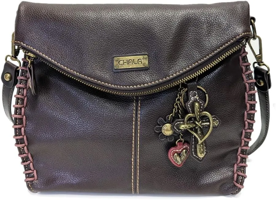 CHALA Group Charming Crossbody Bag With Flap Top and Zipper,Black Cross-Body Purse with New Purse Charm -2024
