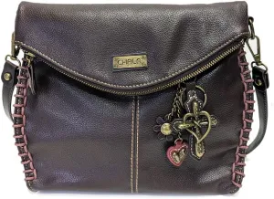 CHALA Group Charming Crossbody Bag With Flap Top and Zipper,Black Cross-Body Purse with New Purse Charm -2024
