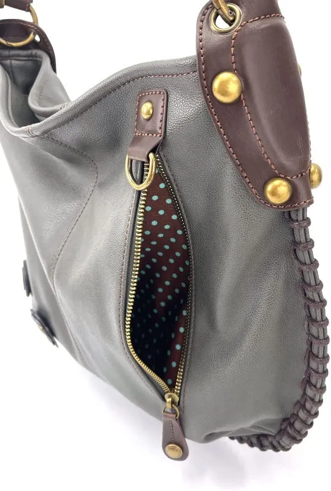 CHALA Handbag Charming Cross-body or Shoulder Convertible Large Hobo Bag - Grey
