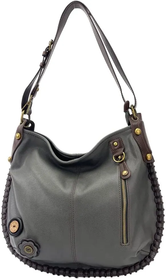 CHALA Handbag Charming Cross-body or Shoulder Convertible Large Hobo Bag - Grey