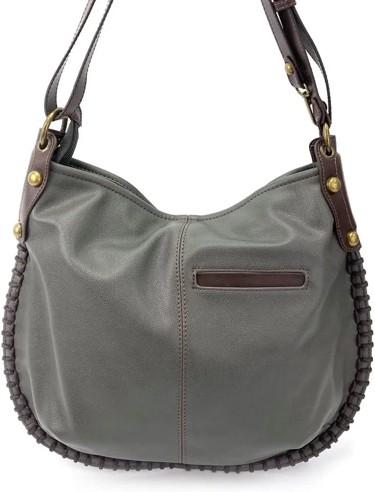CHALA Handbag Charming Cross-body or Shoulder Convertible Large Hobo Bag - Grey