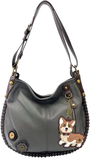 CHALA Handbag Charming Cross-body or Shoulder Convertible Large Hobo Bag - Grey
