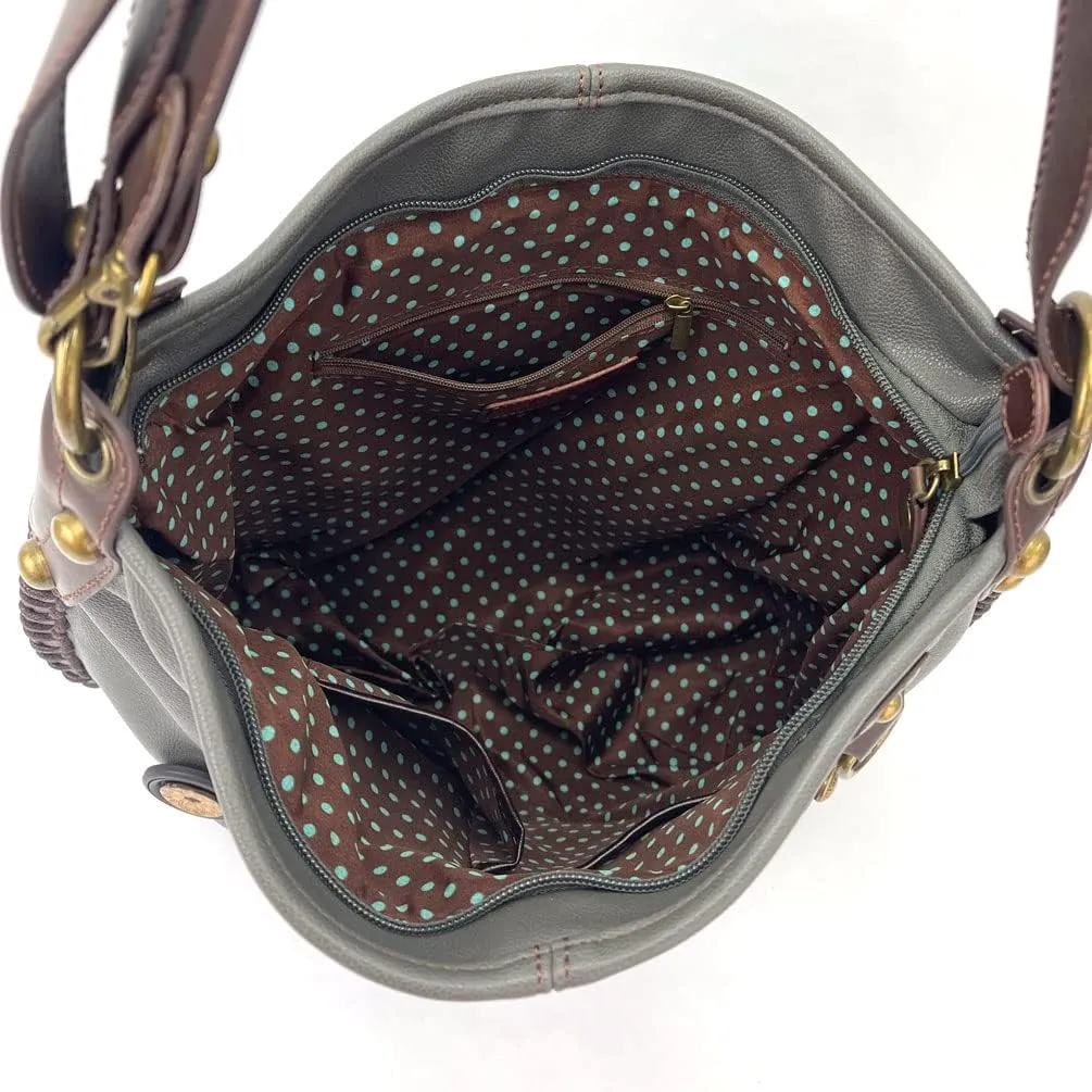 CHALA Handbag Charming Cross-body or Shoulder Convertible Large Hobo Bag - Grey