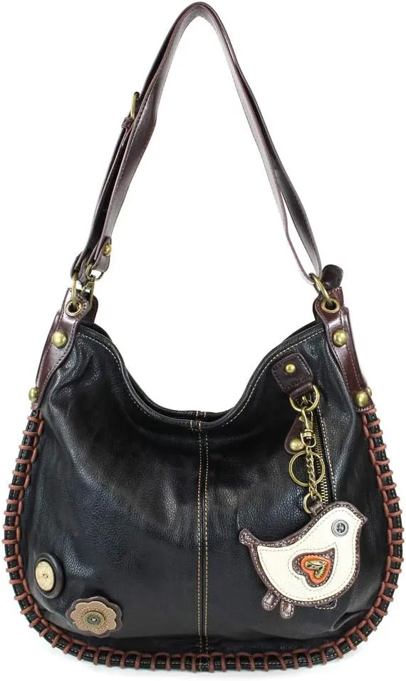 CHALA Handbags Charming Crossbody or Shoulder Convertible Large Chala Purse - BLACK