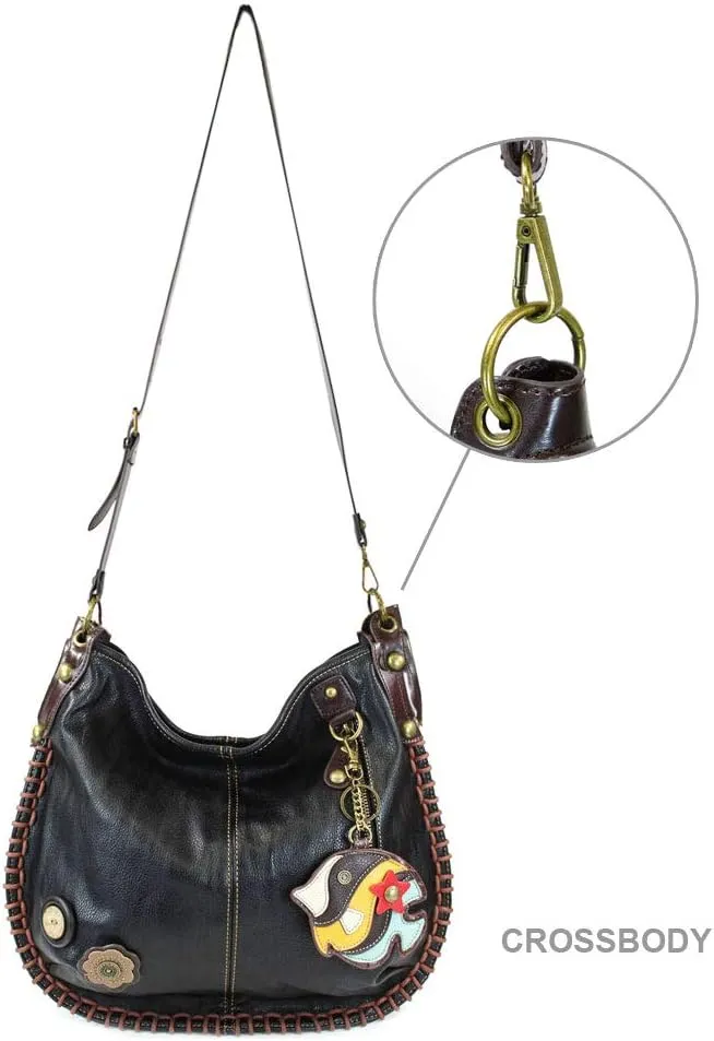 CHALA Handbags Charming Crossbody or Shoulder Convertible Large Chala Purse - BLACK