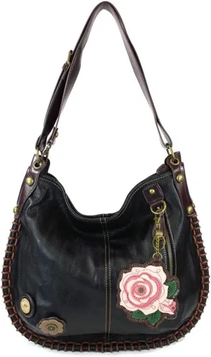 CHALA Handbags Charming Crossbody or Shoulder Convertible Large Chala Purse - BLACK