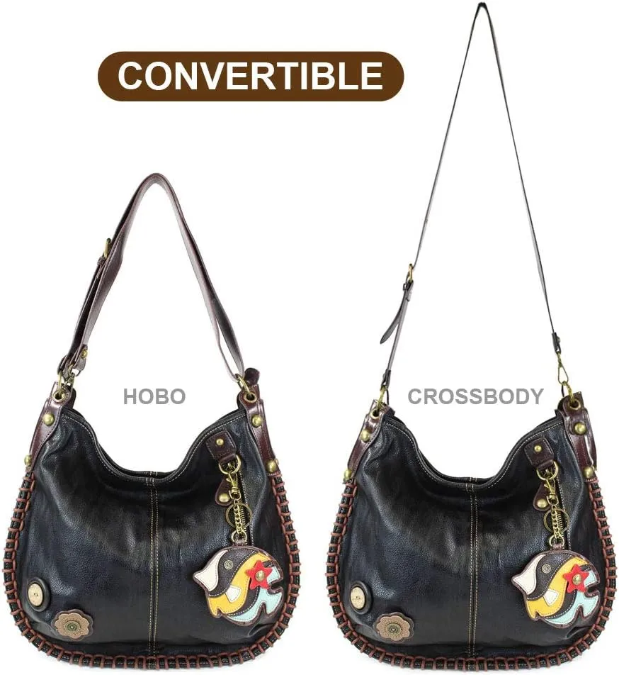 CHALA Handbags Charming Crossbody or Shoulder Convertible Large Chala Purse - BLACK