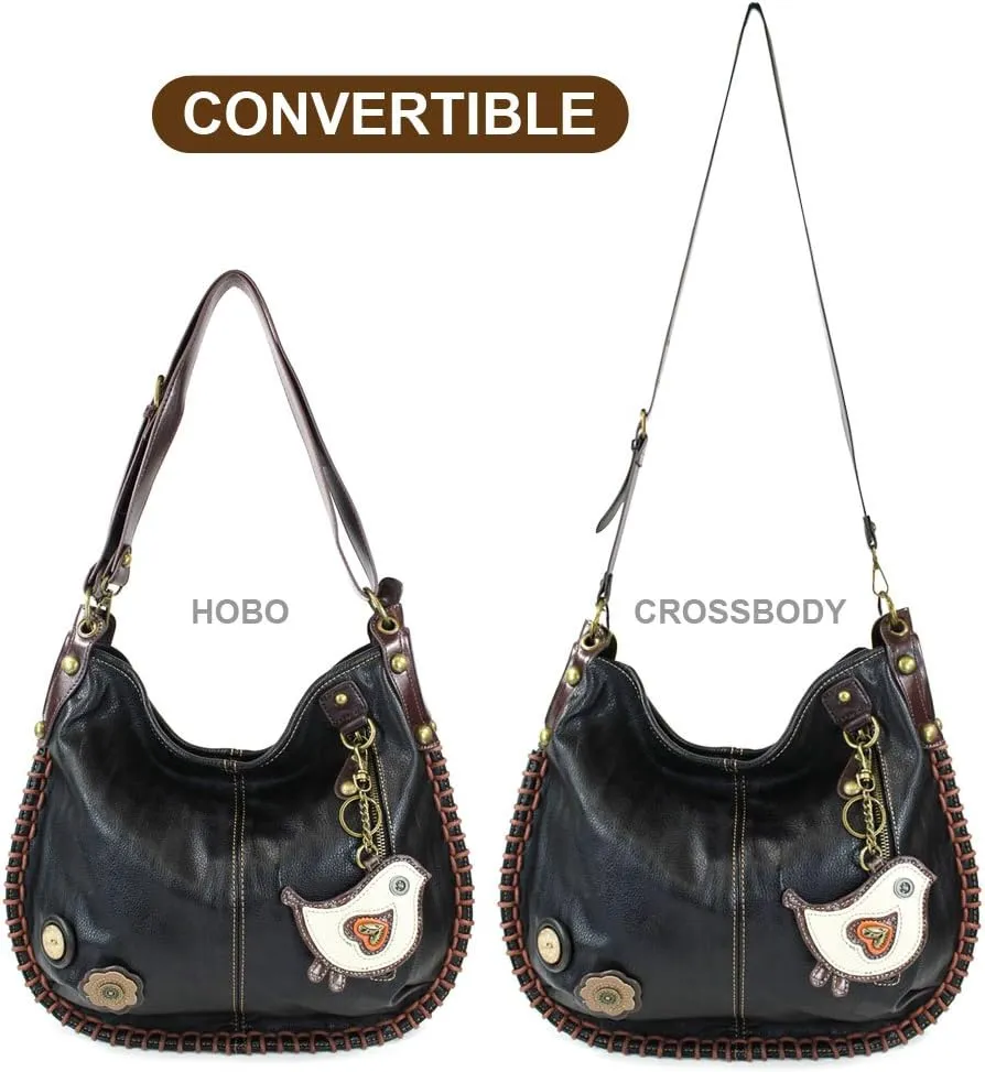CHALA Handbags Charming Crossbody or Shoulder Convertible Large Chala Purse - BLACK