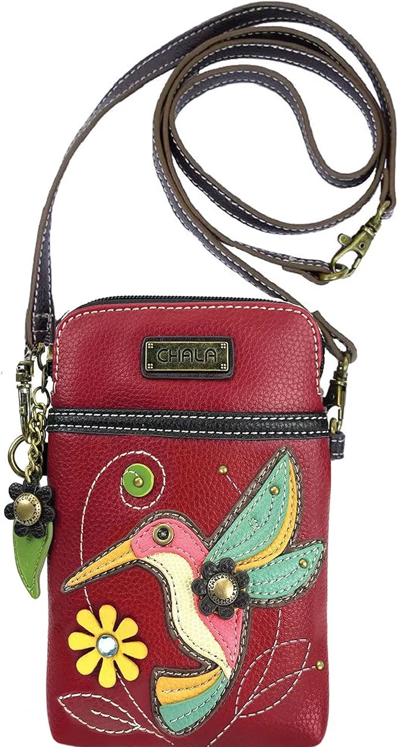 Chala Hummingbird Cellphone Crossbody Handbag - Convertible Strap Bird Lovers