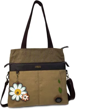 Chala Large Canvas Cloth Tote Bag with Leather Playful Animal Characters