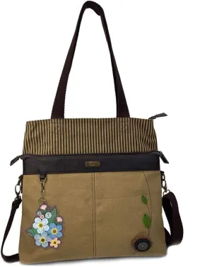 Chala Large Canvas Cloth Tote Bag with Leather Playful Animal Characters