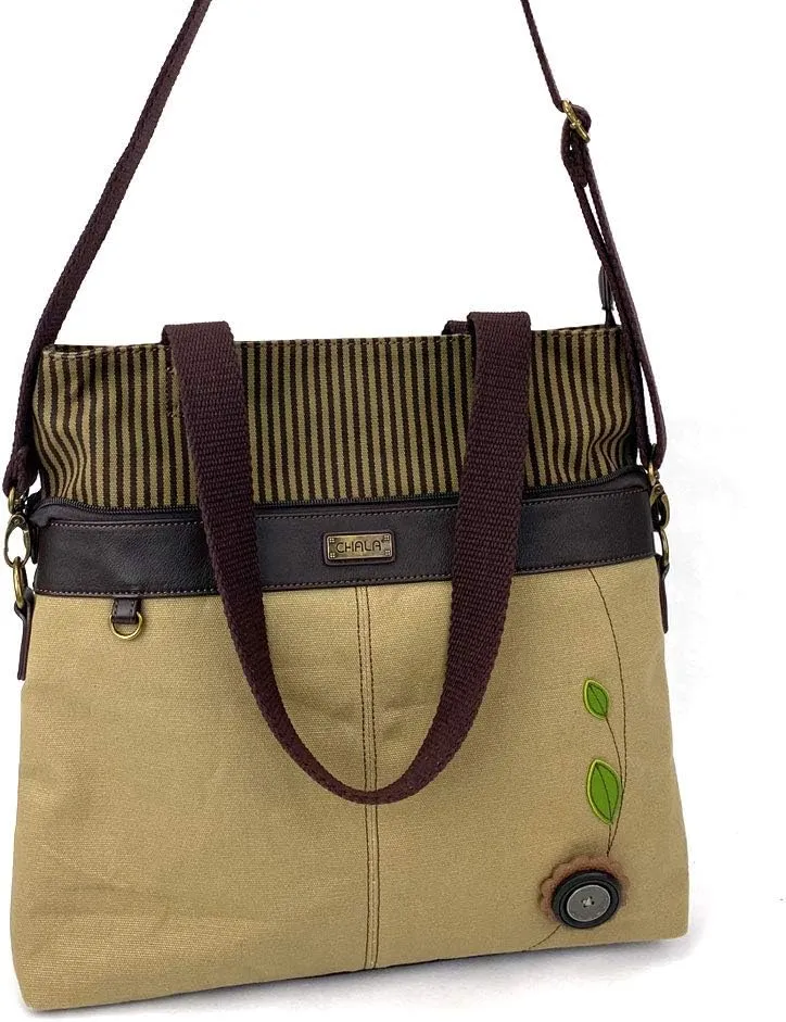 Chala Large Canvas Cloth Tote Bag with Leather Playful Animal Characters