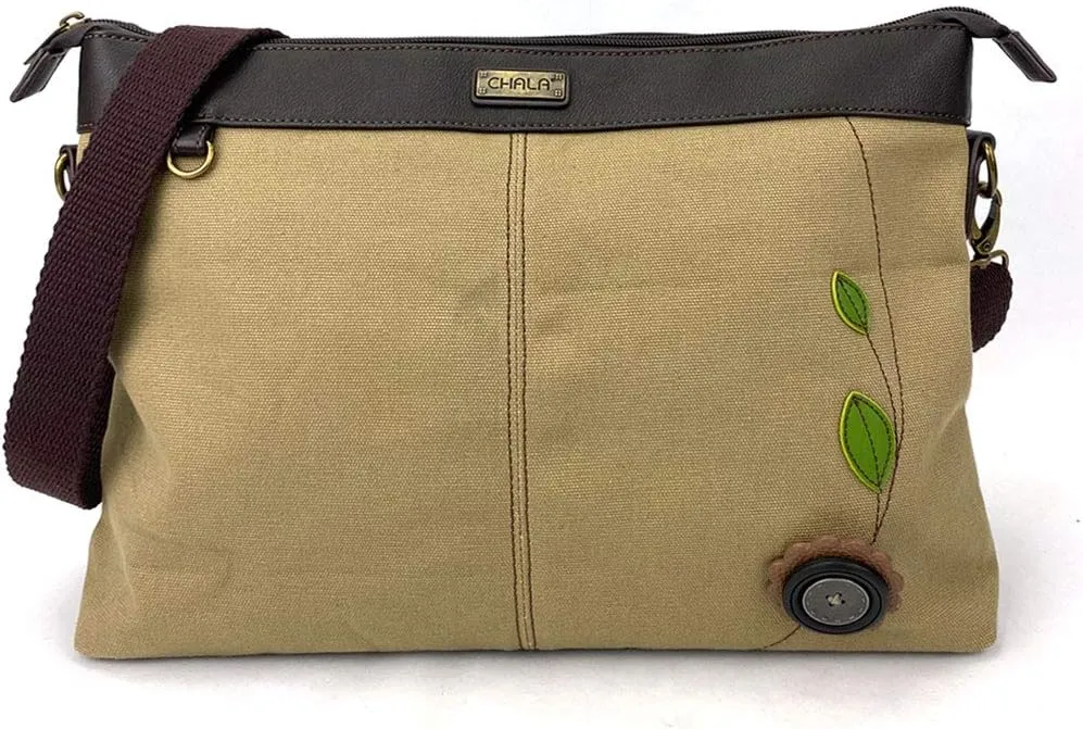 Chala Large Canvas Cloth Tote Bag with Leather Playful Animal Characters