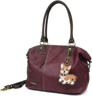 CHALA Laser Cut Crossbody Shoulder bag Tote Bag Faux Leather Plum (Corgi)