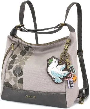 CHALA Retro Convertible Purse - Charming Charms Dove PEACE - Gray