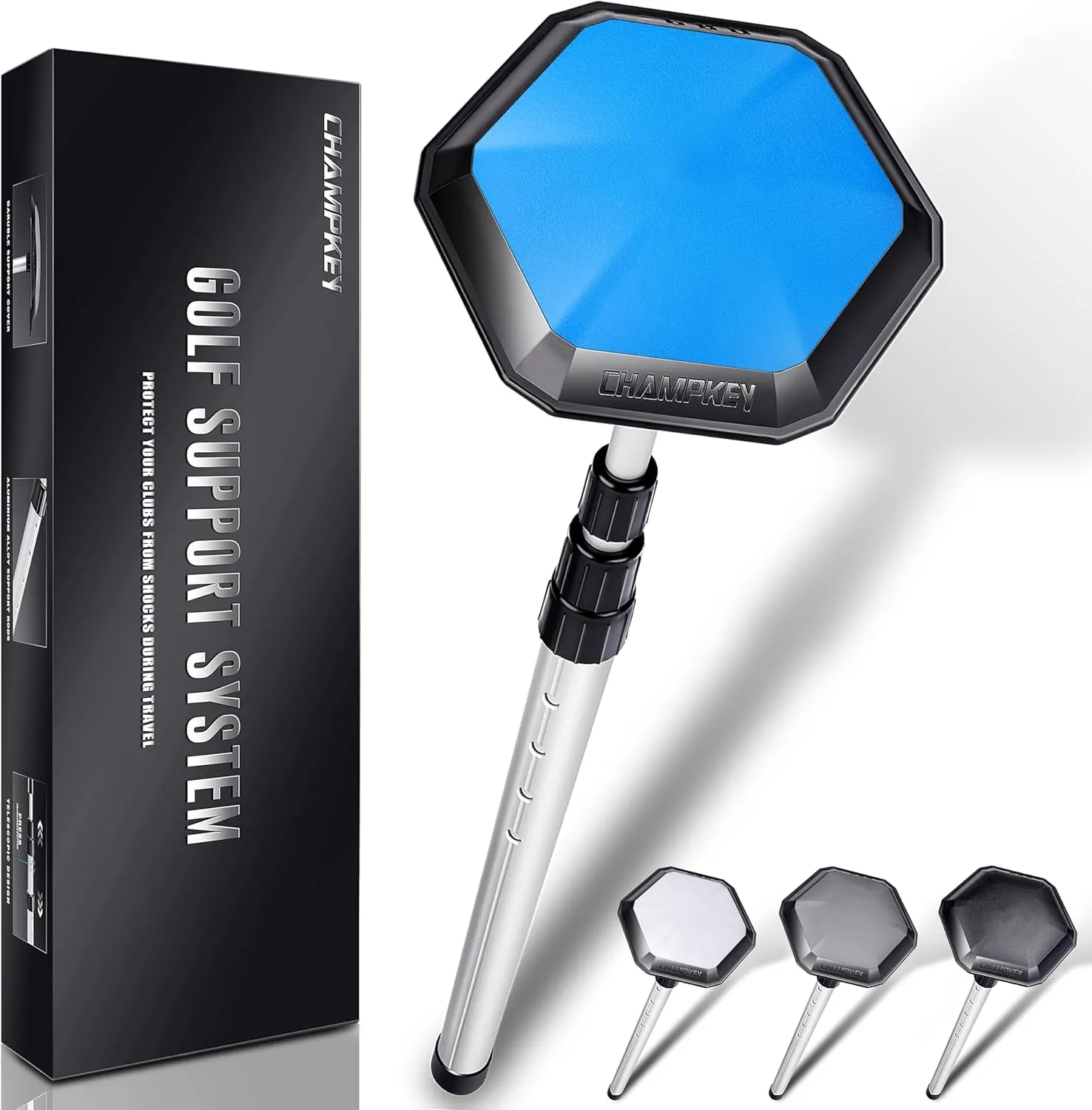 CHAMPKEY Professional Golf Travel Bag Support Rod - Sturdy Aluminum Alloy Golf Support System - Rubber Top Cover Golf Support Stick