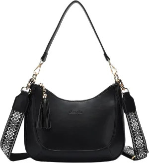 Chase Chic Crossbody Purse for Women, Small Vegan Leather Shoulder Bag Ladies Crescent Handbags with Detachable Strap