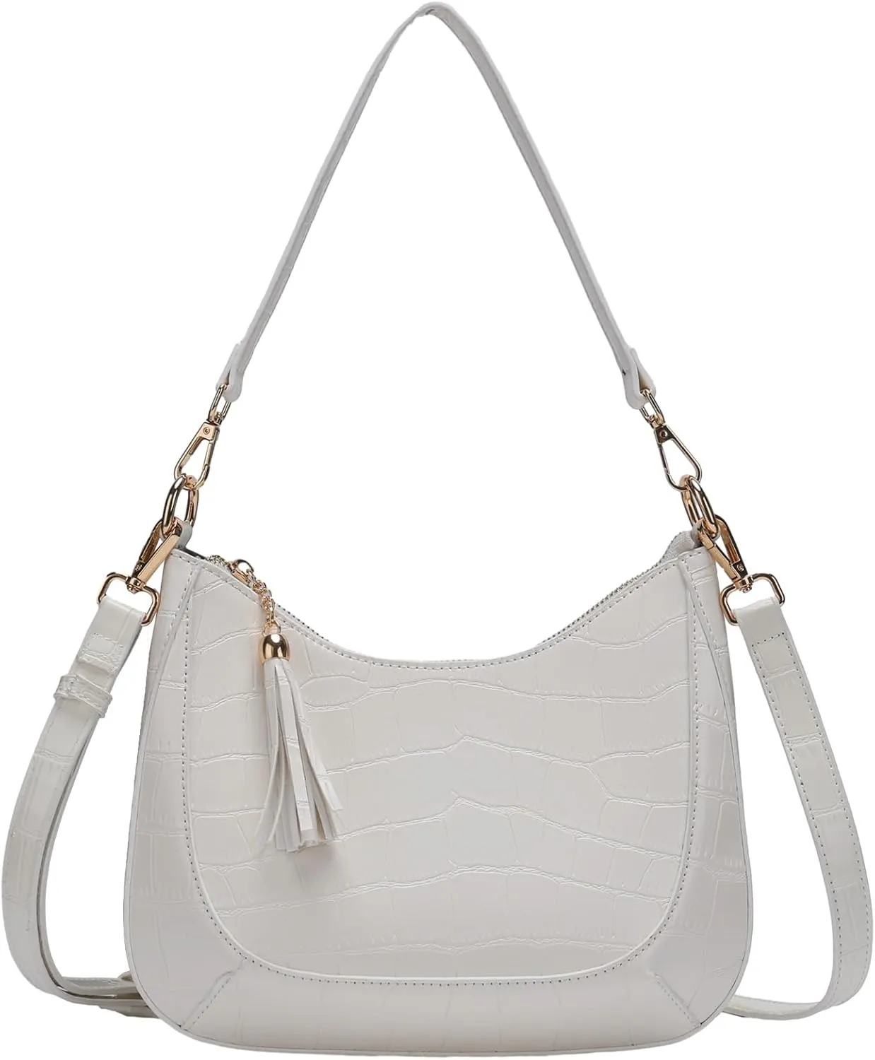 Chase Chic Crossbody Purse for Women, Small Vegan Leather Shoulder Bag Ladies Crescent Handbags with Detachable Strap