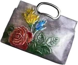 Chinese Republican Style Mother Bag | Retro Embossed Tote Handbag