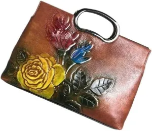 Chinese Republican Style Mother Bag | Retro Embossed Tote Handbag