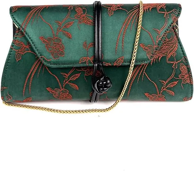 Chinese Style New Chinese Yarn Handbag Silk Satin Dinner Clutch Shoulder Crossbody Chain Bag