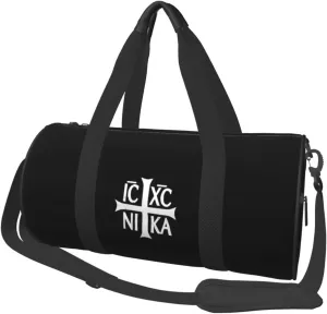 Christian Orthodox Russian Cross Convertible Garment Bag with Shoulder Strap, Carry on Garment Duffel Bag for Men Women - Rolling Foldable for Travel Luggage Bags (Black)