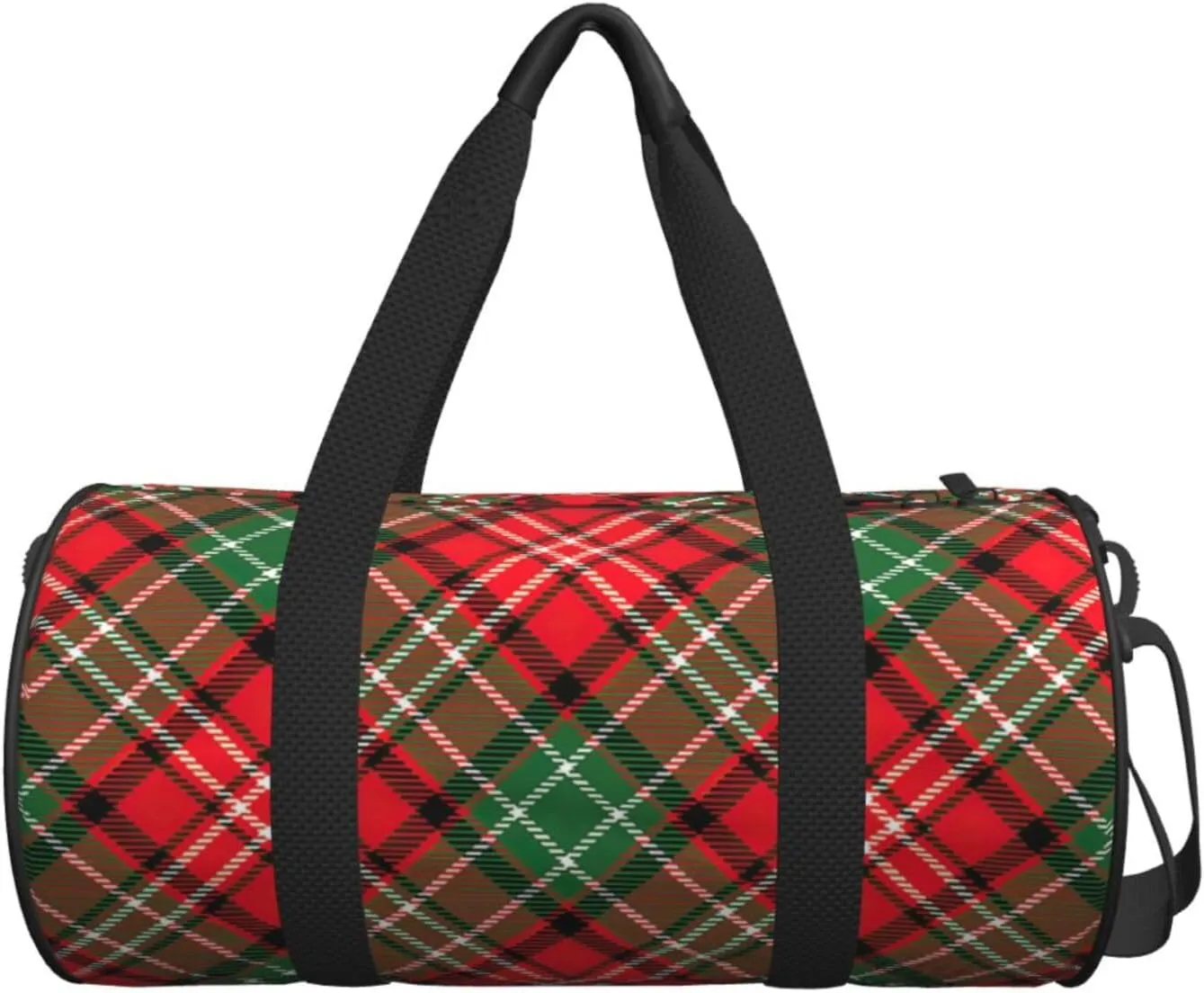 Christmas Plaid Round Travel Duffle Bags Gym Training Holdall Large Sport Bags for Men Women Handbag