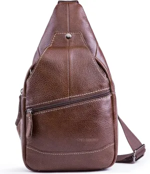 Chrysansmile Sling Bag for Men Black Crossbody Bags for Women Genuine Leather Cross Body Bag Mini Backpack for Travel Outdoor