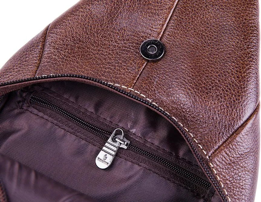 Chrysansmile Sling Bag for Men Black Crossbody Bags for Women Genuine Leather Cross Body Bag Mini Backpack for Travel Outdoor