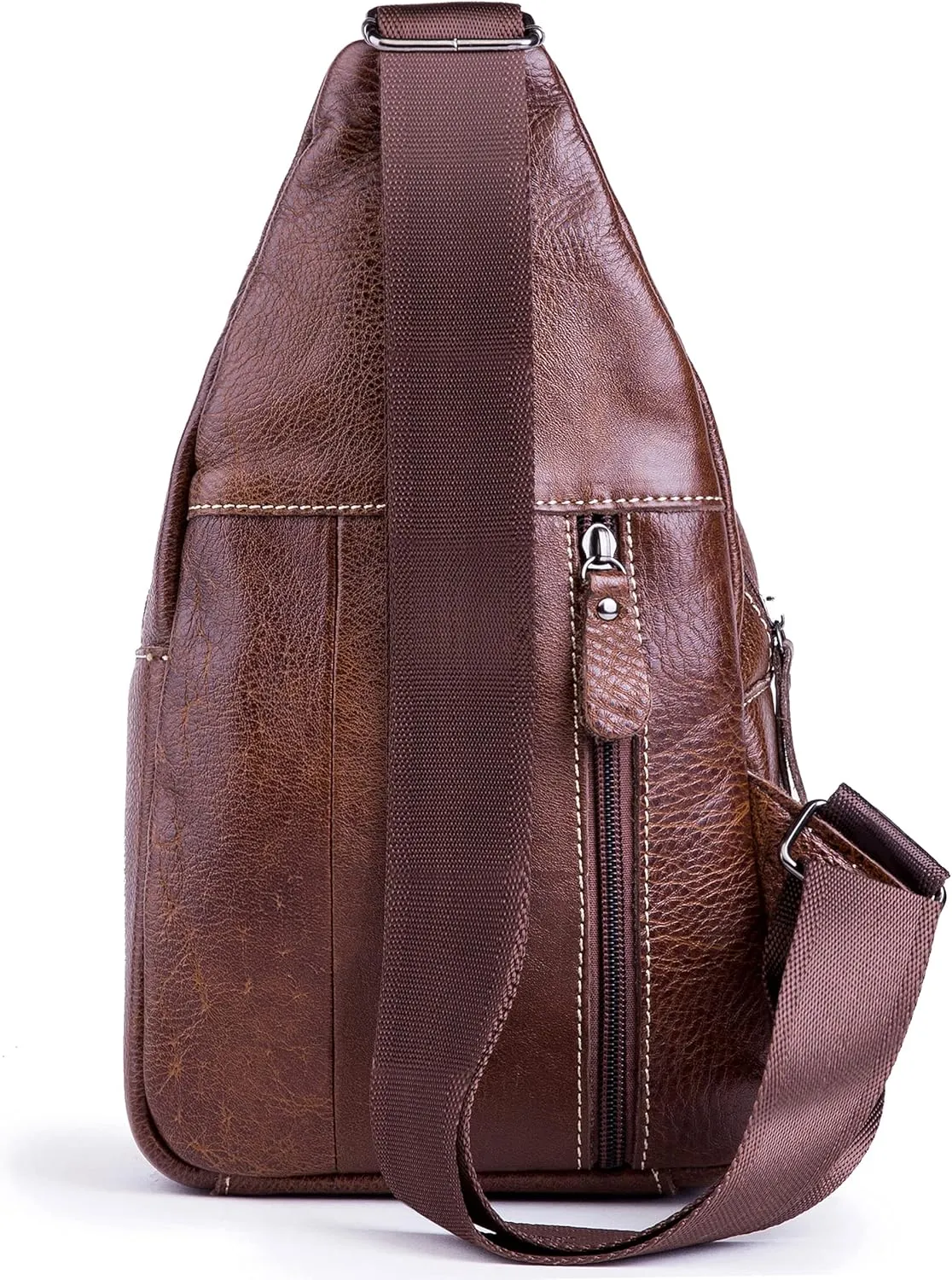 Chrysansmile Sling Bag for Men Black Crossbody Bags for Women Genuine Leather Cross Body Bag Mini Backpack for Travel Outdoor