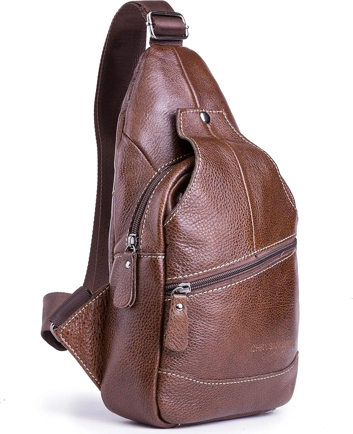 Chrysansmile Sling Bag for Men Black Crossbody Bags for Women Genuine Leather Cross Body Bag Mini Backpack for Travel Outdoor