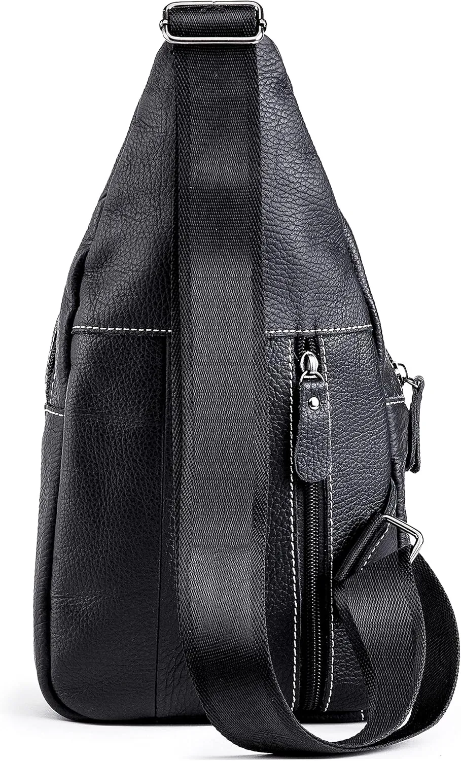 Chrysansmile Sling Bag for Men Black Crossbody Bags for Women Genuine Leather Cross Body Bag Mini Backpack for Travel Outdoor