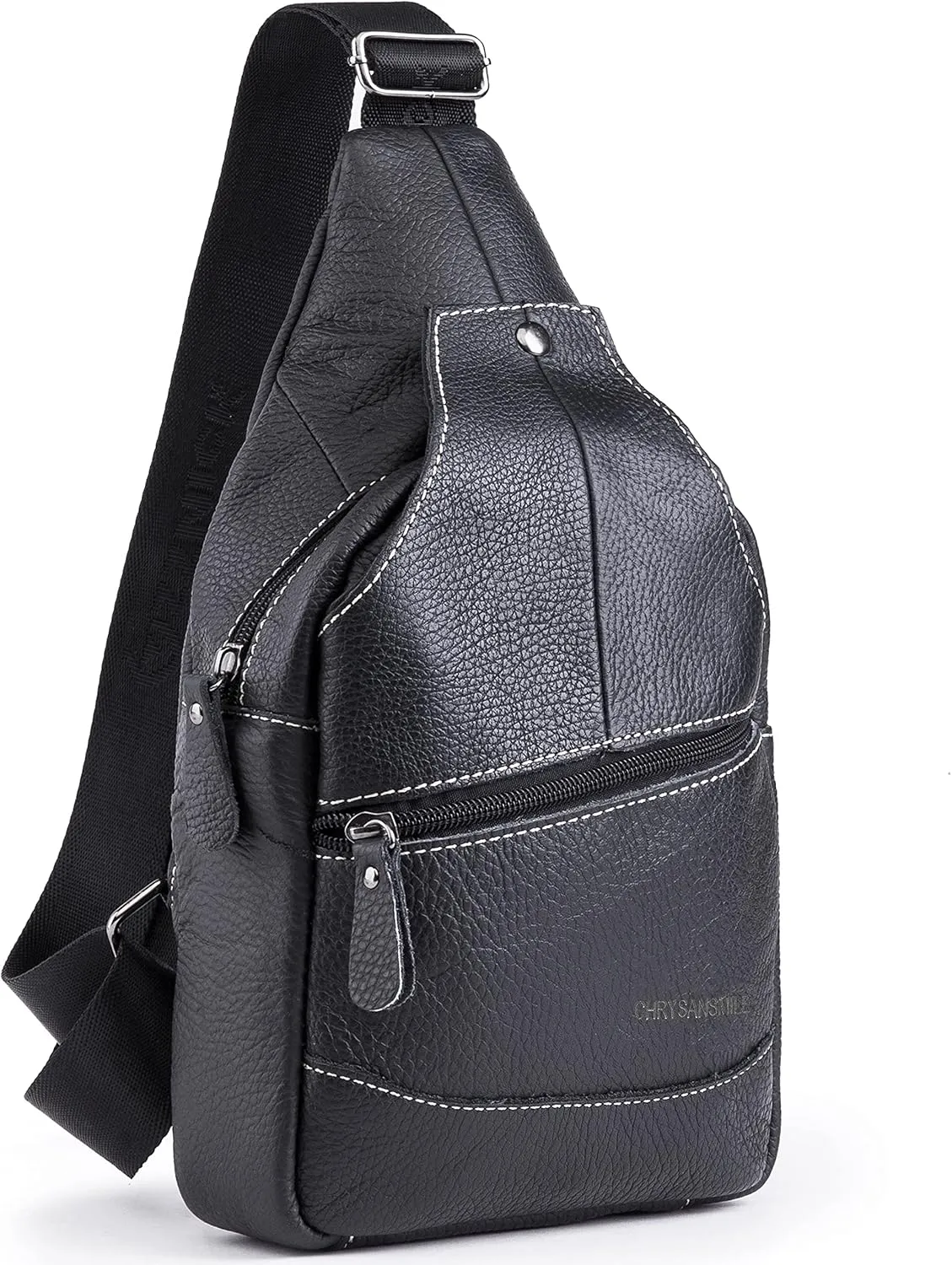 Chrysansmile Sling Bag for Men Black Crossbody Bags for Women Genuine Leather Cross Body Bag Mini Backpack for Travel Outdoor