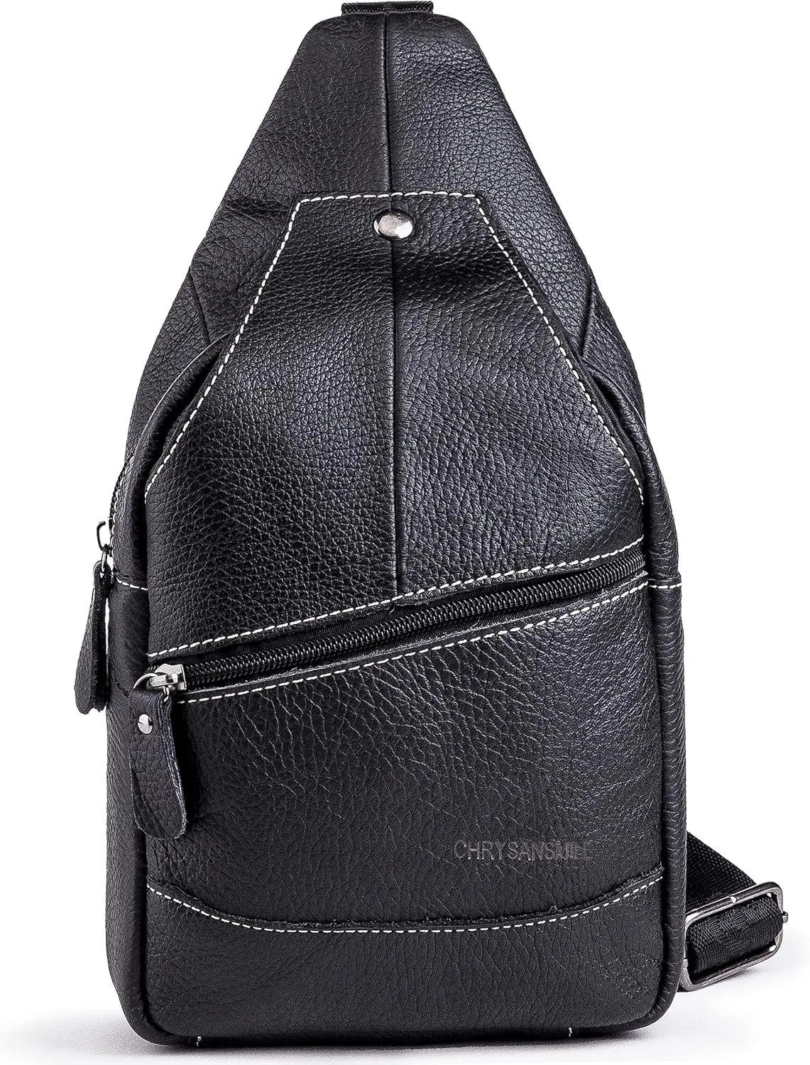 Chrysansmile Sling Bag for Men Black Crossbody Bags for Women Genuine Leather Cross Body Bag Mini Backpack for Travel Outdoor