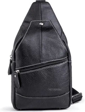 Chrysansmile Sling Bag for Men Black Crossbody Bags for Women Genuine Leather Cross Body Bag Mini Backpack for Travel Outdoor
