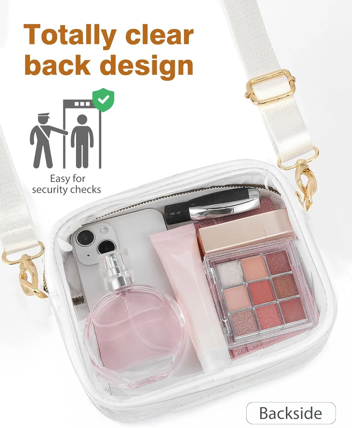 Clear Crossbody Bag Stadium Approved, Clear Bag for Stadium Events, Small Clear Purses for Women Stadium Crossbody