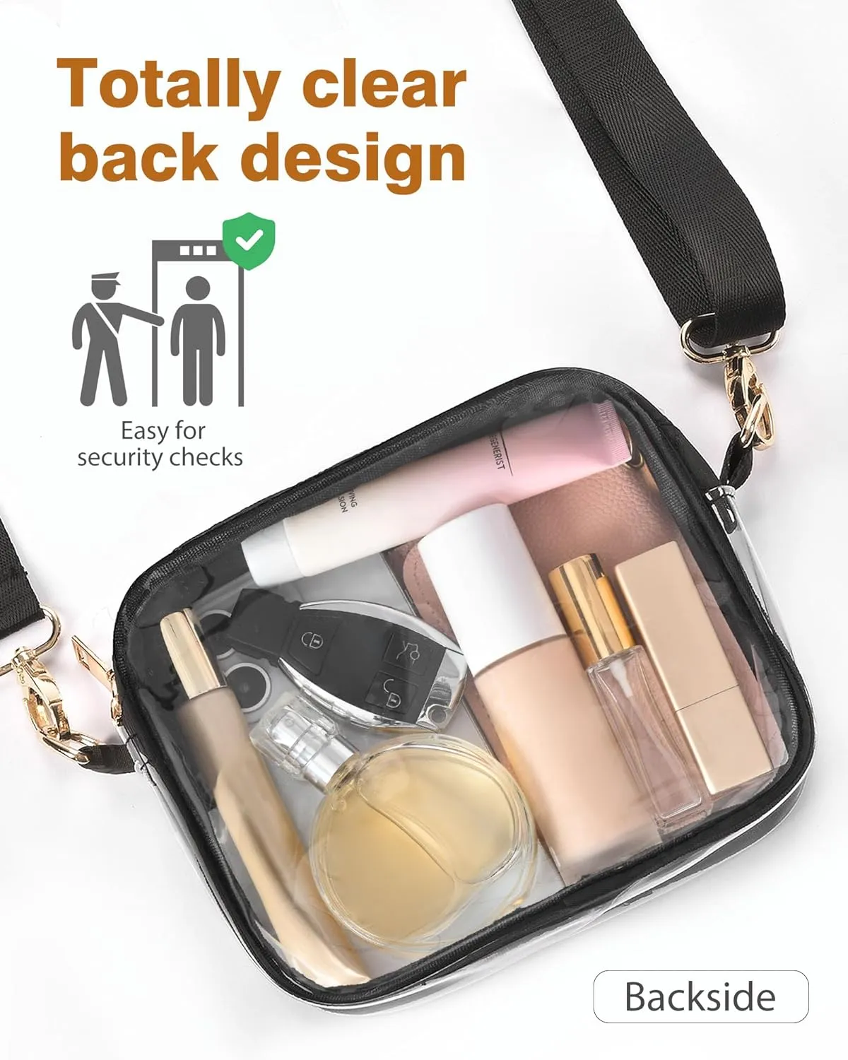 Clear Crossbody Bag Stadium Approved, Clear Bag for Stadium Events, Small Clear Purses for Women Stadium Crossbody