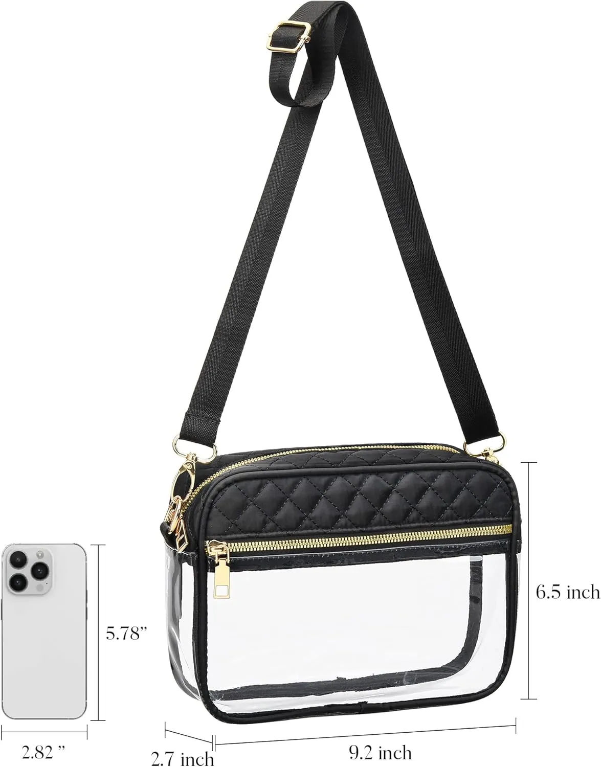 Clear Crossbody Bag Stadium Approved, Clear Bag for Stadium Events, Small Clear Purses for Women Stadium Crossbody