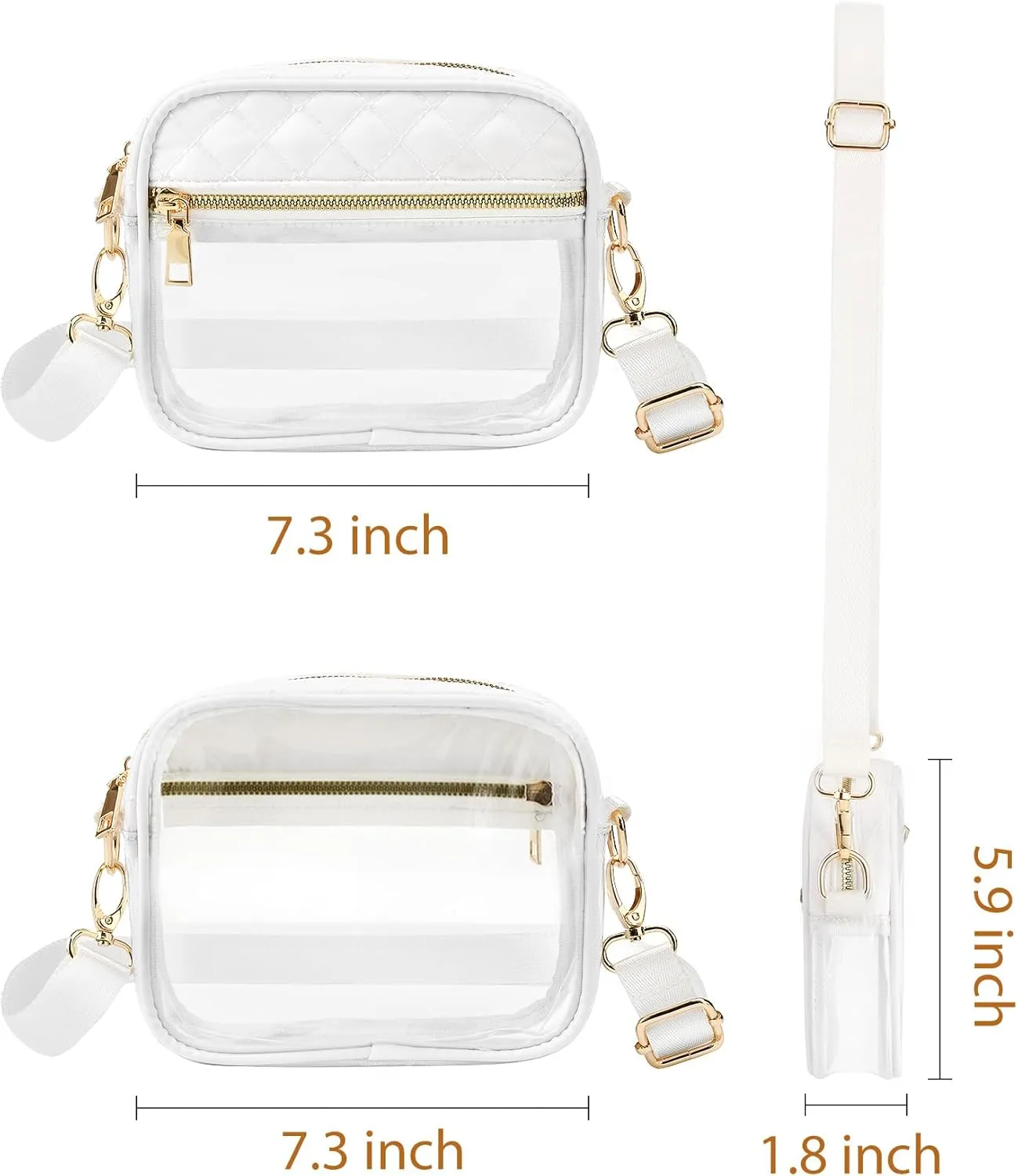 Clear Crossbody Bag Stadium Approved, Clear Bag for Stadium Events, Small Clear Purses for Women Stadium Crossbody
