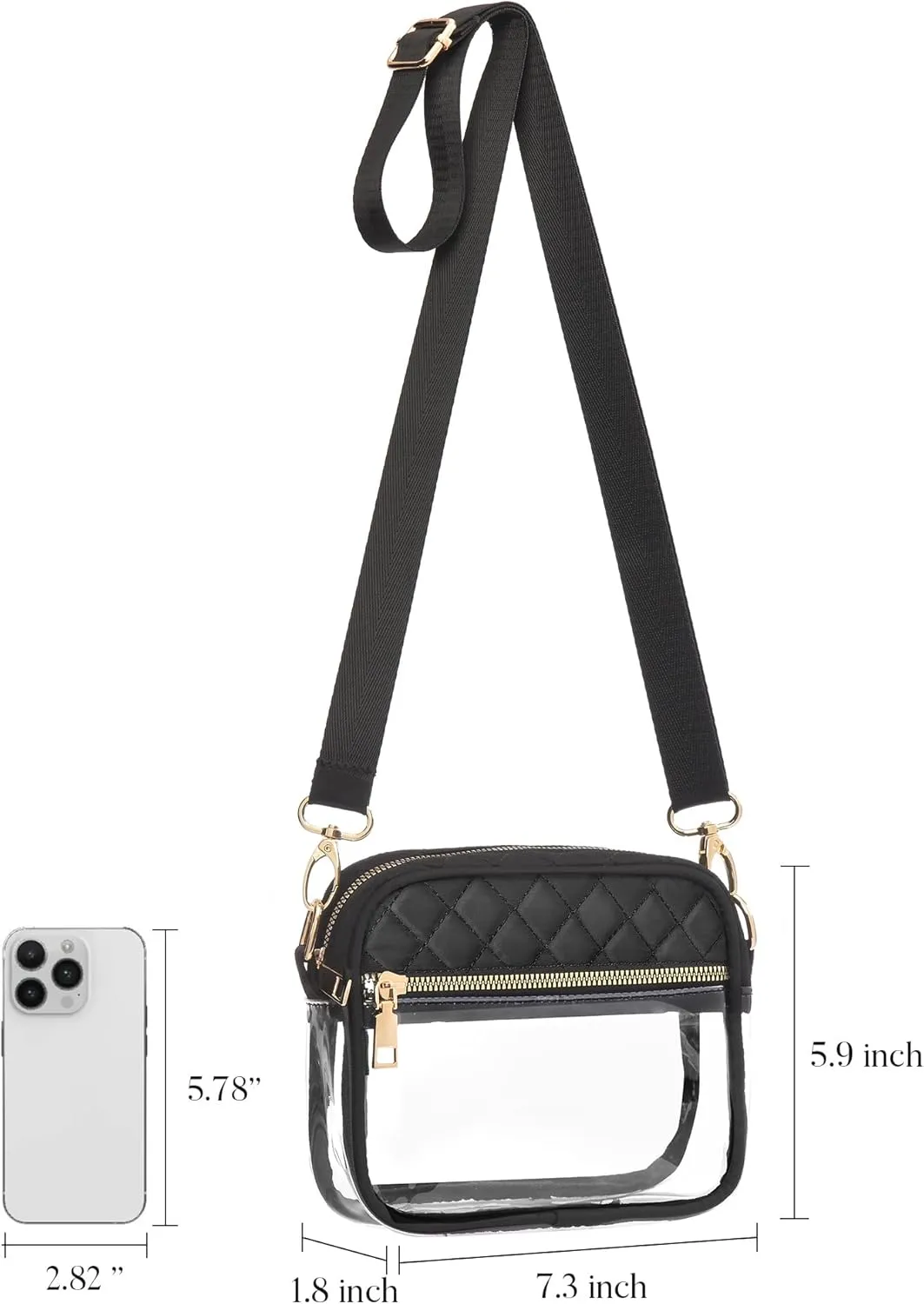 Clear Crossbody Bag Stadium Approved, Clear Bag for Stadium Events, Small Clear Purses for Women Stadium Crossbody