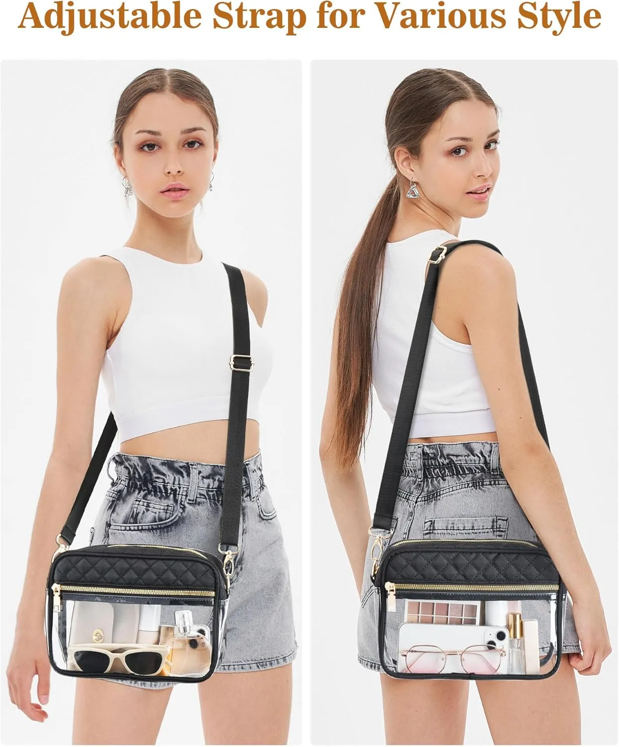 Clear Crossbody Bag Stadium Approved, Clear Bag for Stadium Events, Small Clear Purses for Women Stadium Crossbody