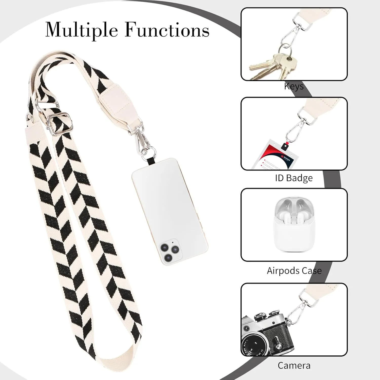 Clip and Go Strap for Phone with Wallet Crossbody, Phone Strap with Zippered Pouch, Adjustable Phone Lanyard Crossbody
