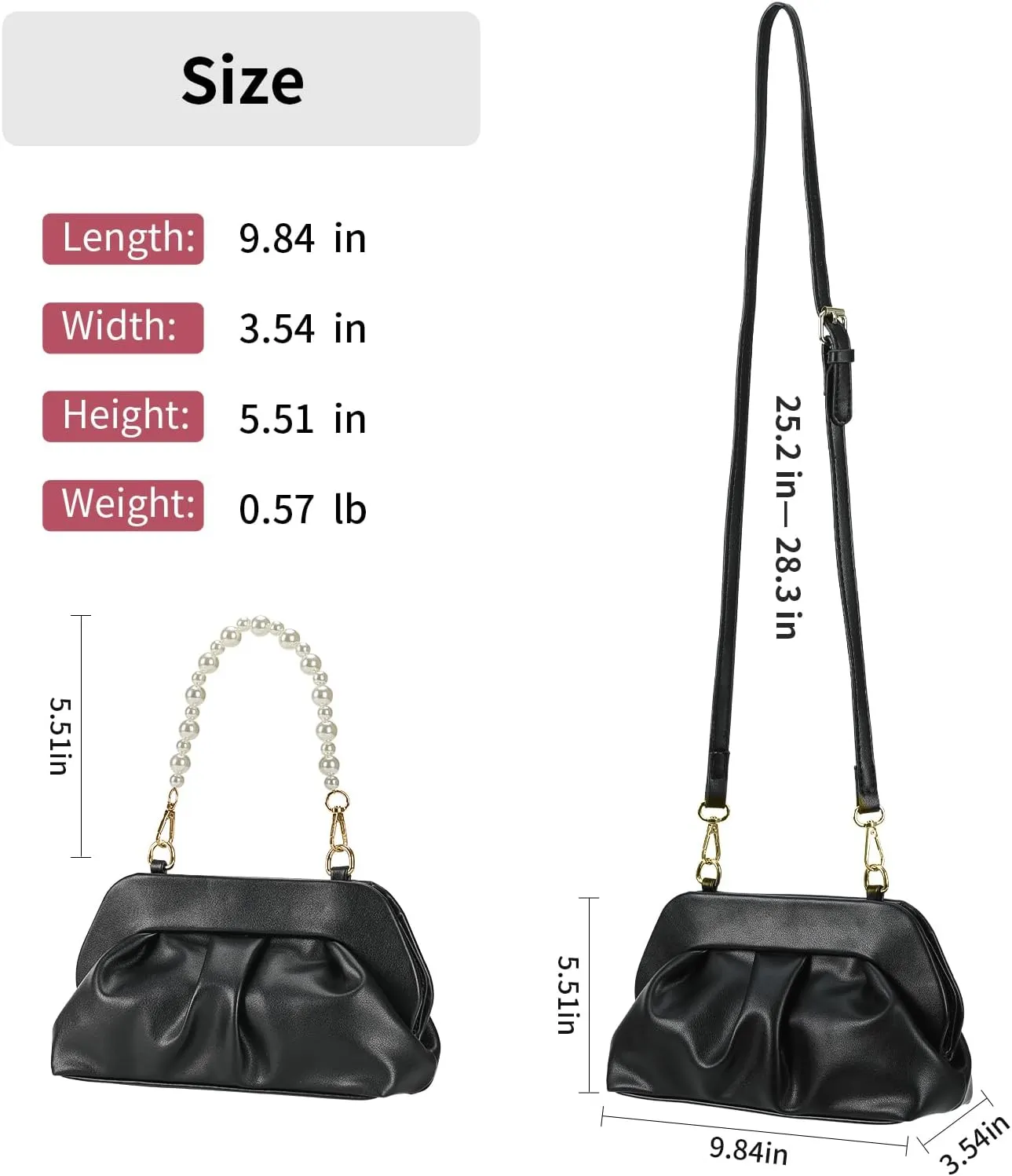 Cloud Pouch Bag Dumpling Clutch Purse Ruched Small Crossbody Shoulder Handbag