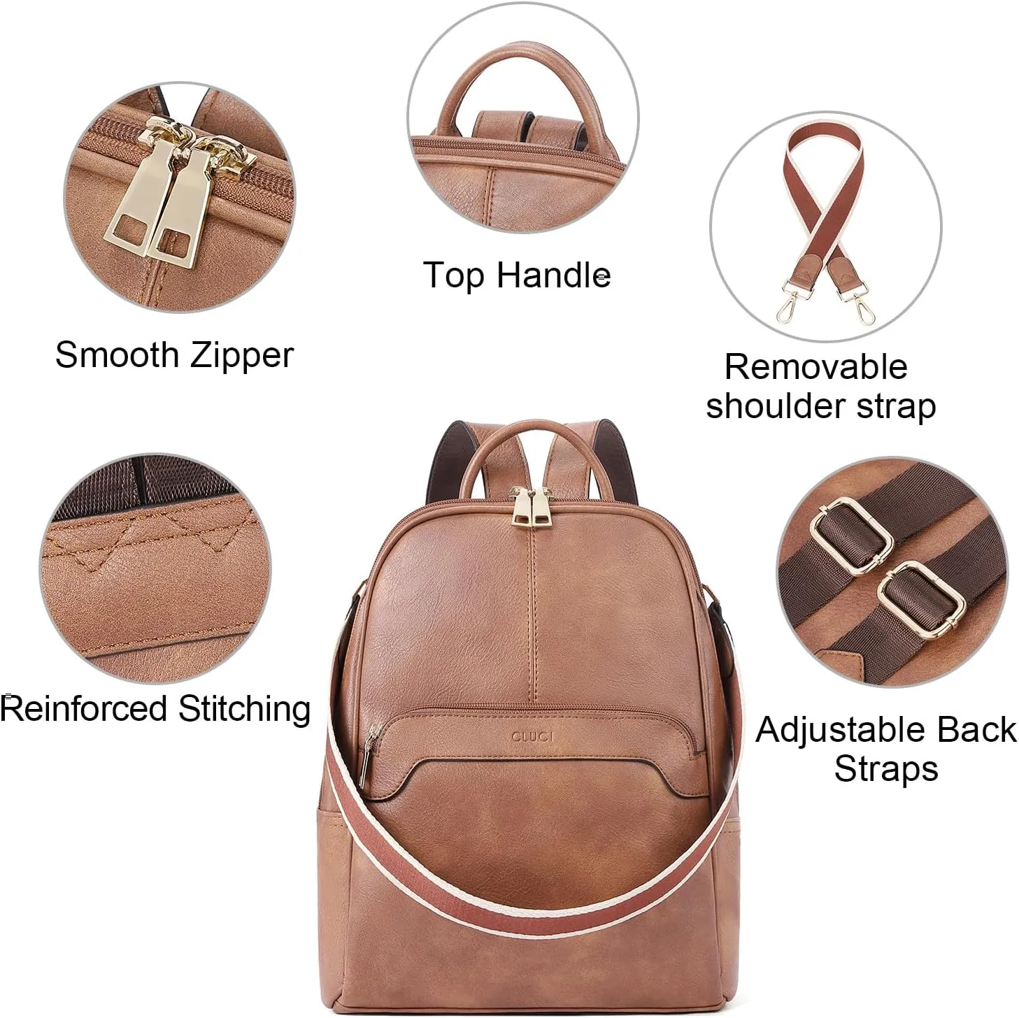CLUCI Womens Backpack Purse Travel Backpack Leather Convertible Ladies Designer Daypack Shoulder Bags