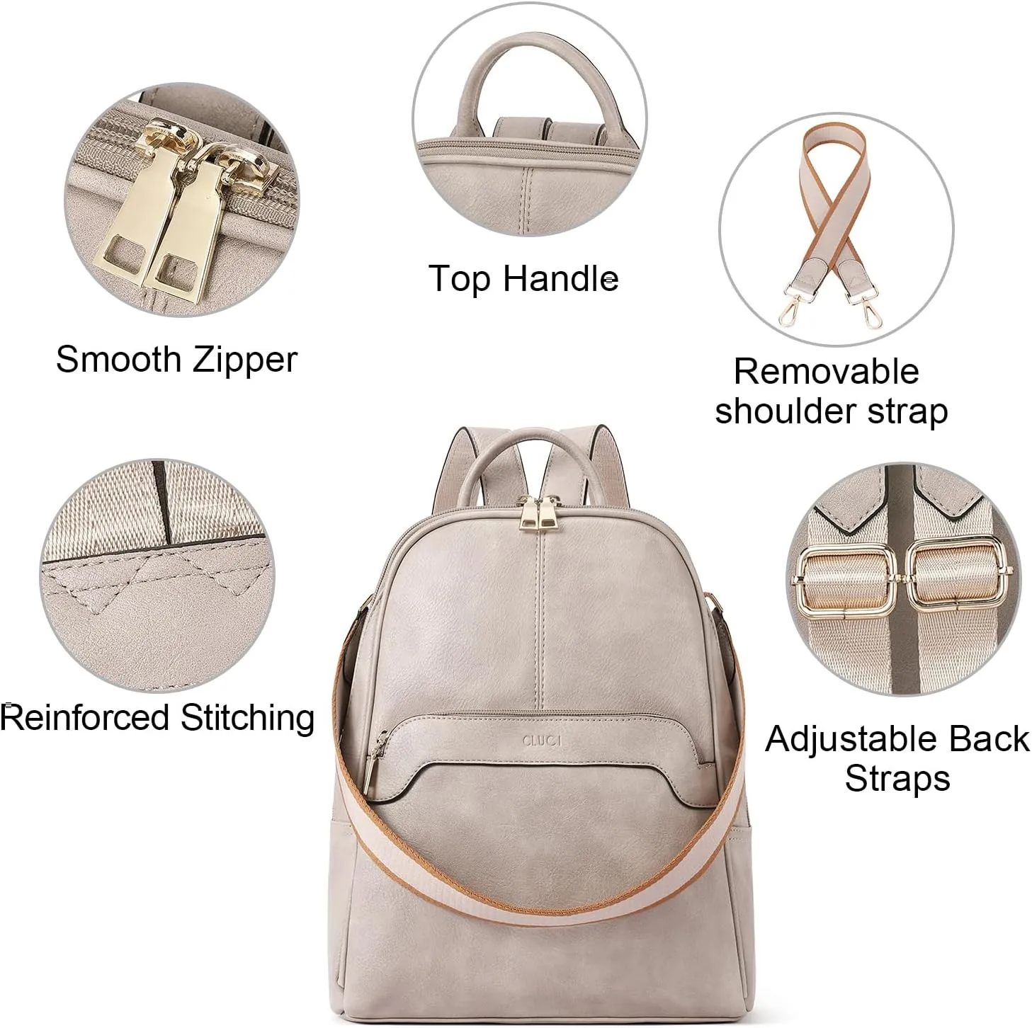 CLUCI Womens Backpack Purse Travel Backpack Leather Convertible Ladies Designer Daypack Shoulder Bags