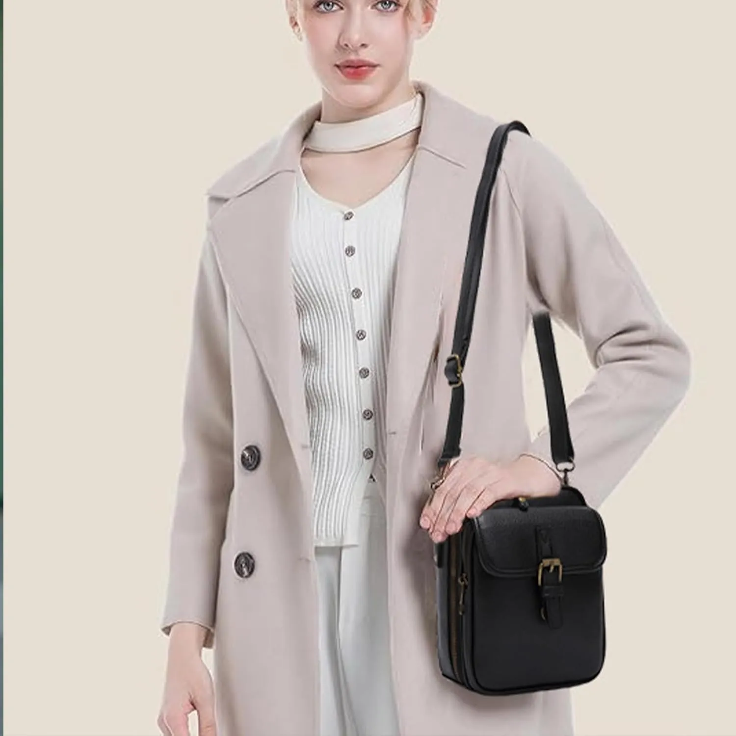 Collaborate Crossbody Leather Bag, Urvashi Crossbody Bag, with 7 Cards Slots Bring Leisure Luxury for Women