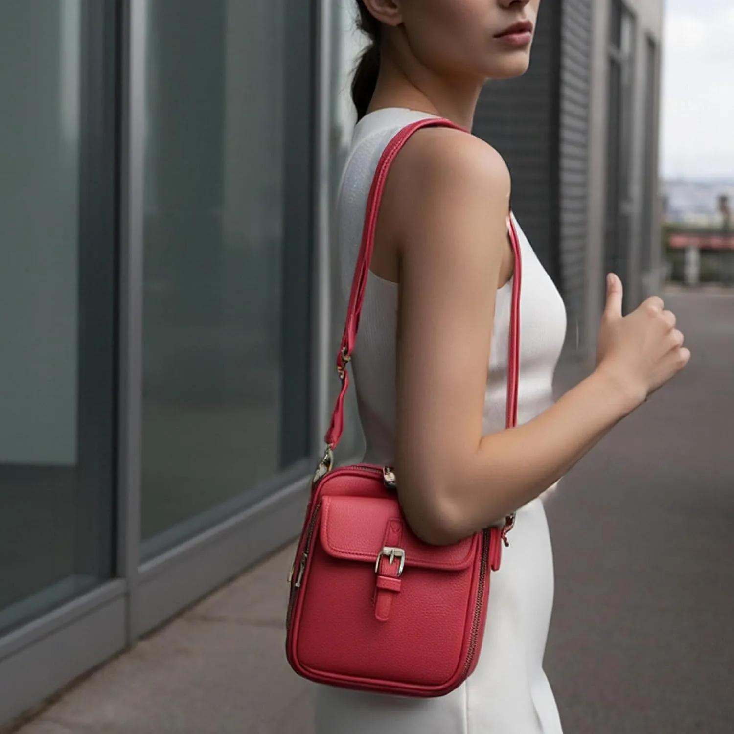 Collaborate Crossbody Leather Bag, Urvashi Crossbody Bag, with 7 Cards Slots Bring Leisure Luxury for Women