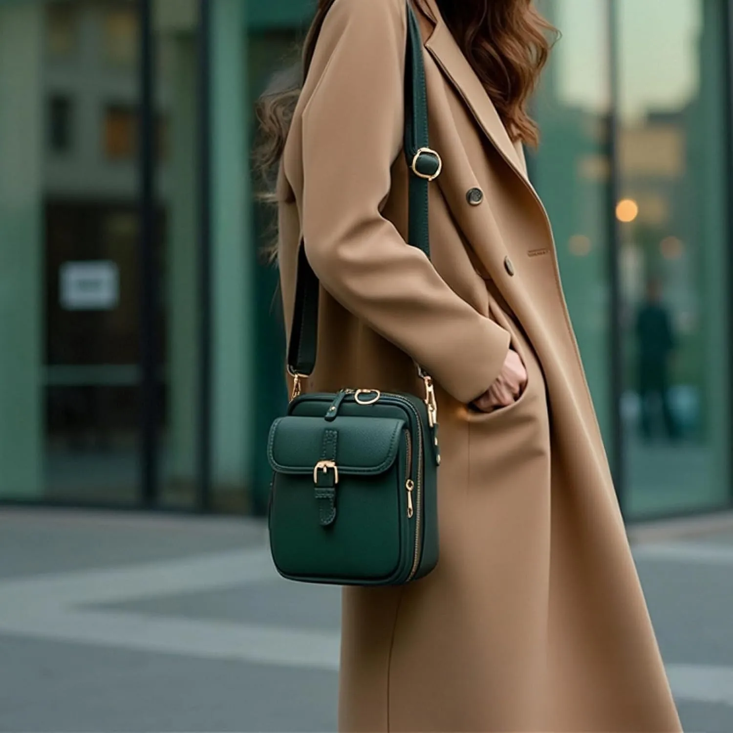 Collaborate Crossbody Leather Bag, Urvashi Crossbody Bag, with 7 Cards Slots Bring Leisure Luxury for Women