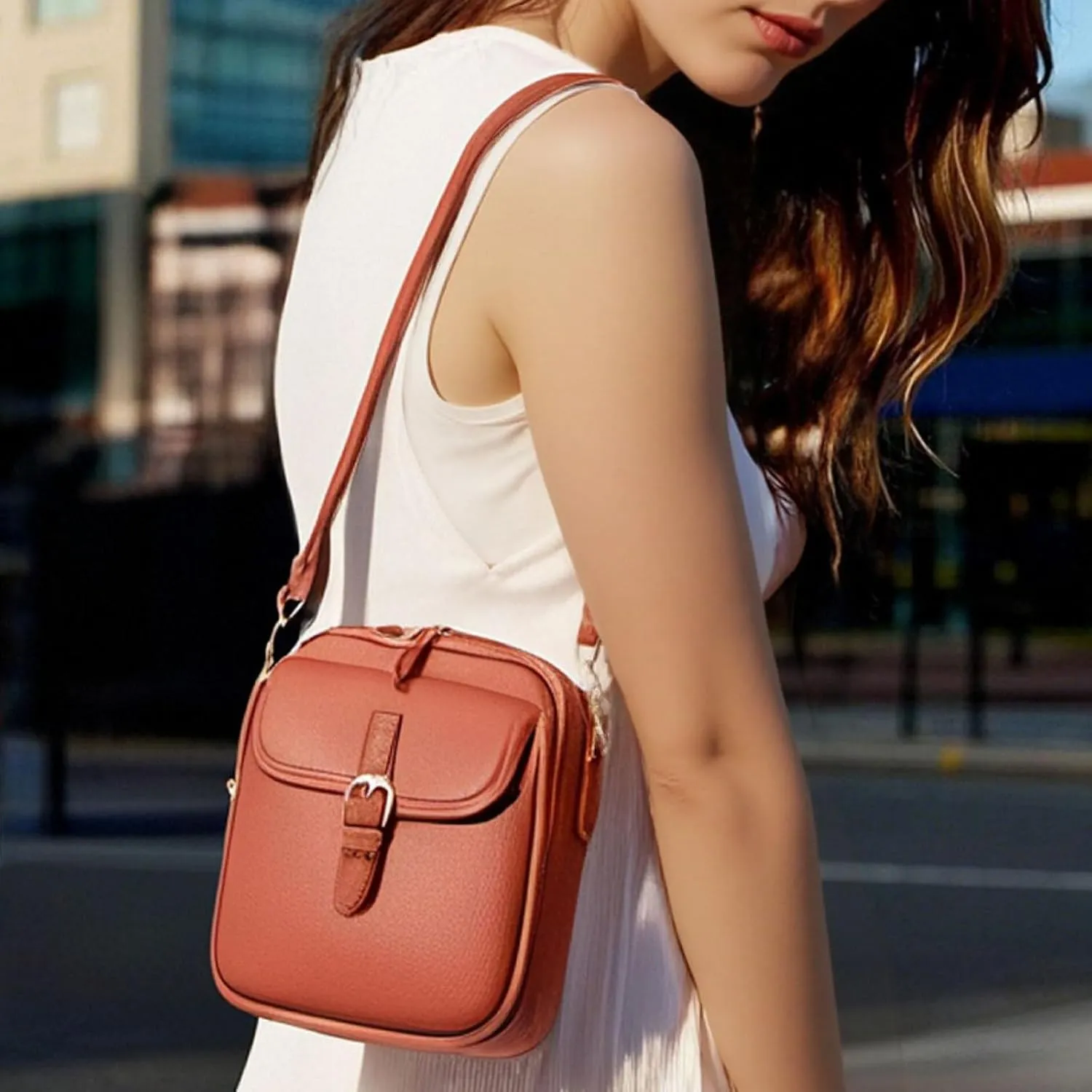 Collaborate Crossbody Leather Bag, Urvashi Crossbody Bag, with 7 Cards Slots Bring Leisure Luxury for Women